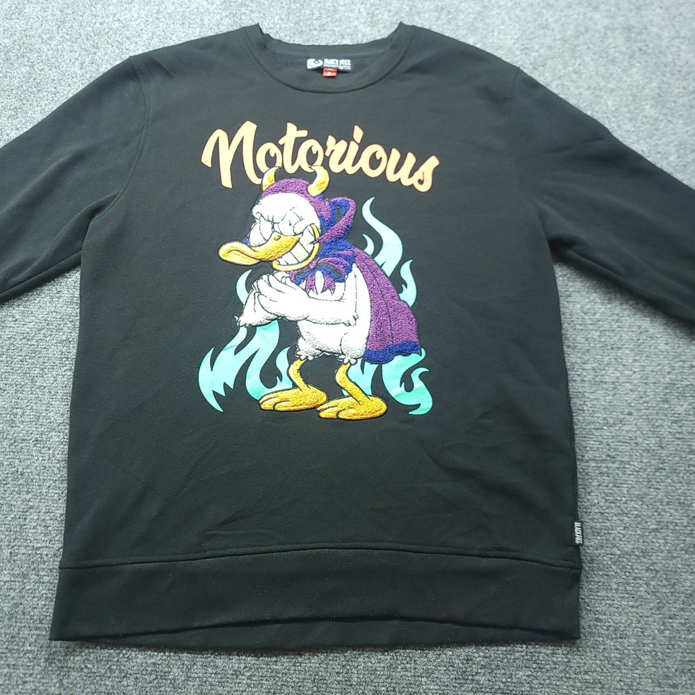 Black Pike Notorious Duck Graphic Sweatshirt Mens XL Black Fleece Crewneck